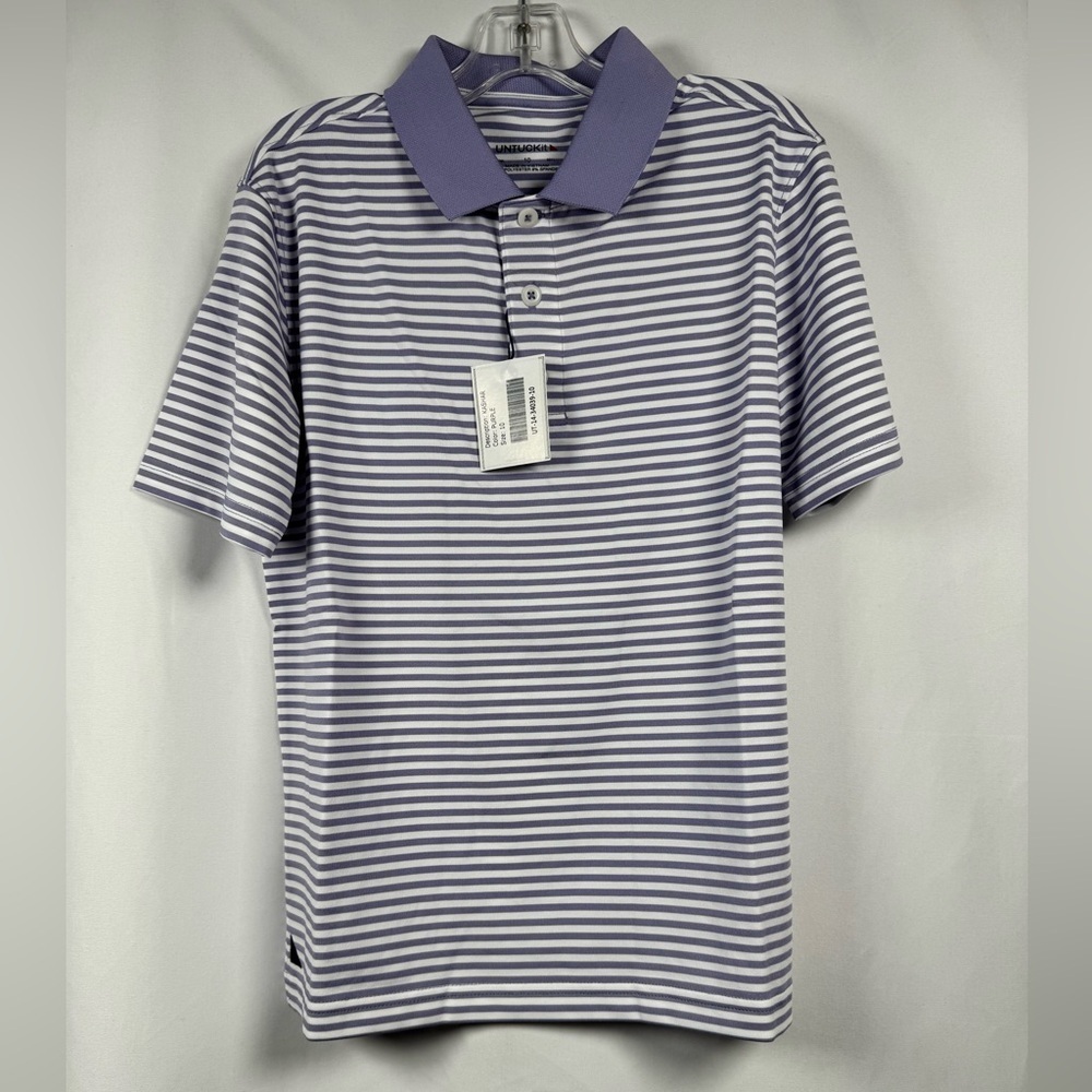 UNTUCKit Kids Lavender and White Striped Polo